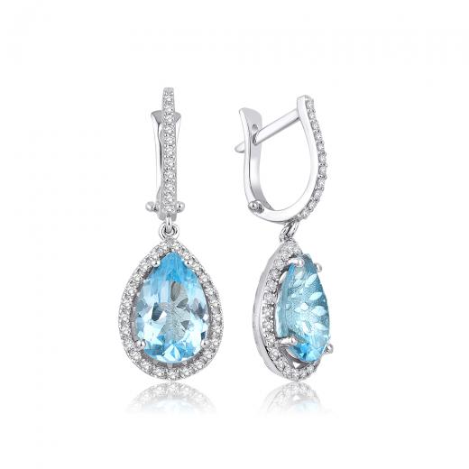 Pırlantalı London Blue Küpe IDL Sertifikalı