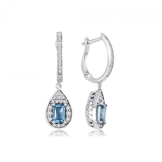 Pırlantalı London Blue Küpe IDL Sertifikalı