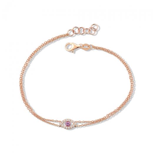 0.14 Karat Pembe Safir Pırlantalı Bileklik