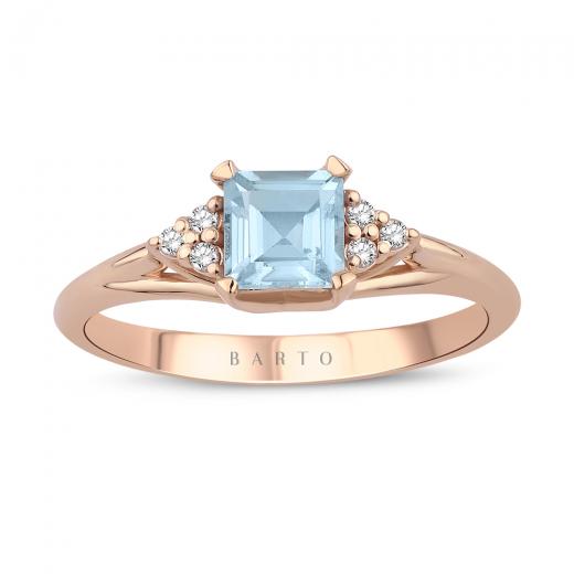 0.81 Karat Pırlanta Blue Topaz Yüzük IDL Sertifikalı