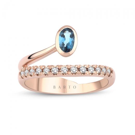 0.48 Karat Pırlantalı London Blue Yüzük IDL Sertifikalı
