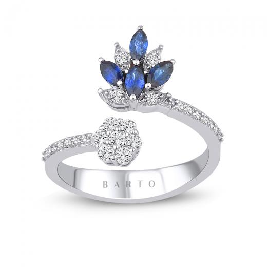 Pırlantalı Safir Yüzük IDL Sertifikalı IDL Sertifikalı