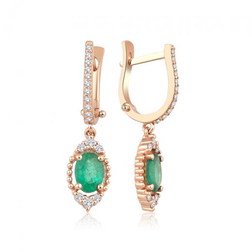 1.43 Karat Pırlantalı Zümrüt Küpe IDL Sertifikalı